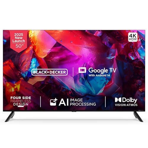 BLACK+DECKER 126 cm (50 inches) A1 Series 4K Ultra HD LED Smart Google TV BXTVGU50UD2875ATIN (Black)