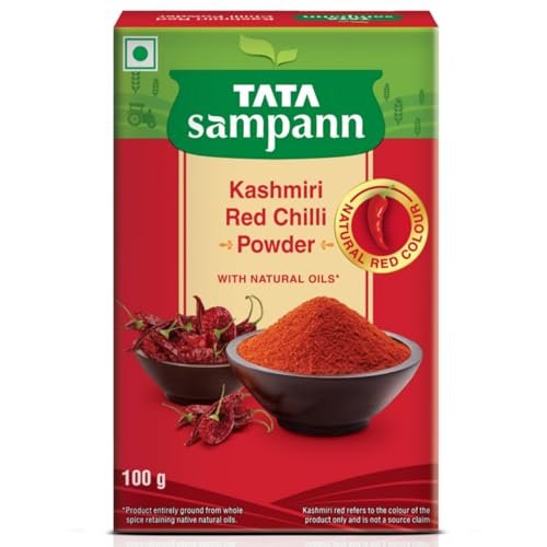 Tata Sampann Kashmiri Red Chilli Powder with Natural Oils, 100g, Kashmiri Lal Mirch Powder, With Exclusive Recipe