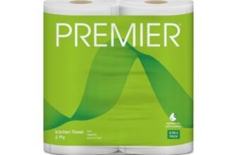 Premier 2 Ply Kitchen Tissue Paper Roll | 120 Pulls | 60 Kitchen Towels X 2 Rolls | Super Absorbent Paper Towels for Everyday Cleaning, Kitchen Paper Wipes, Multipurpose tissue rolls for Home Office