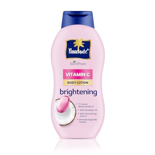 Parachute SkinPure Body Lotion with Vitamin C & Virgin Coconut Oil | Brightening Daily Moisturizer for Glowing Skin | Long-Lasting Hydration | Chemical-Free | Safe for All Skin Types | 400 ml
