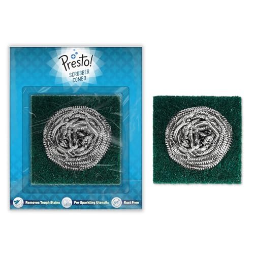 Presto! Stainless Steel Scrubber (15g) and Scrub pad Combo Pack of 1