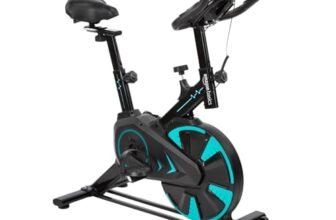 Amazon Basics Spin Exercise Bike for Home & Gym, 6KG Flywheel | 120KG Load Capacity | Adjustable Resistance, Silent Belt Drive, Comfortable Seat Cushion | Alloy Steel | for Cardio, Cross-Training | Black