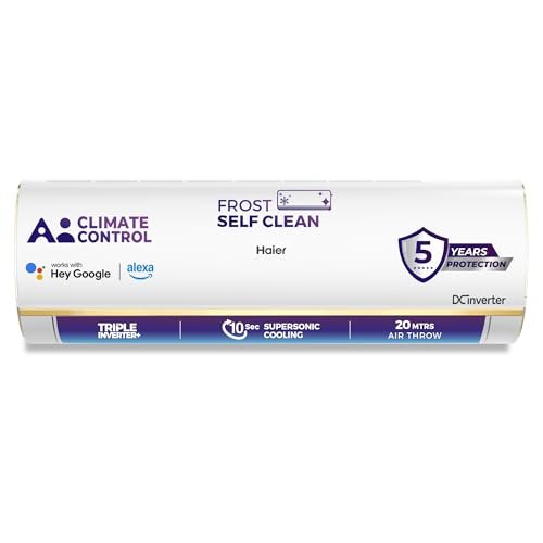 Haier 1.5 Ton 4 Star AI Climate Control Smart Split AC (5250 Watts, Copper, Wi-Fi, 4-Way Swing, Triple Inverter, 7 in 1, Frost Self Clean, HD Filter, Cools at 60°C – HSU18K-PYAIR4BN-INV, White)