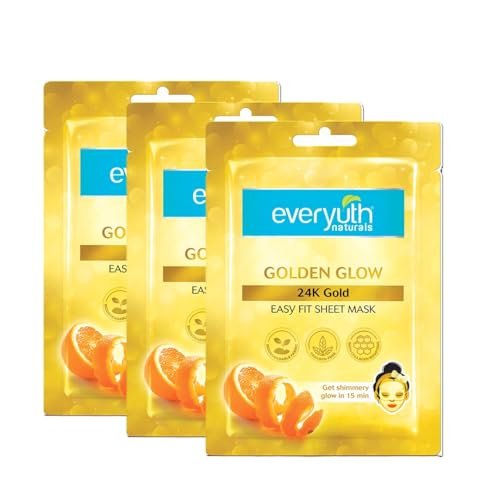 Everyuth Naturals Golden Glow 24K Gold Sheet Mask Pack of 3