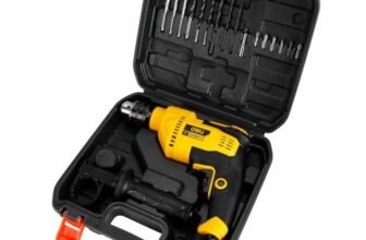 Deli EDC180 650W Corded Electric Impact Drill Tool Set with 9 Drill Bits 48000BPM Variable Speed Control 3000RPM 220-240v ~50hz/60hz Hammer Drilling Machine for Wood & Masonry (Set of 1, Yellow)