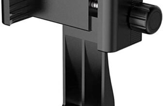 Quikprof 360° Degree Cell Phone Holder with Universal 1/4 Screw Adjustable Clamp Phone Tripod Mount Adapter Compatible with Smartphones & All Types of Tripods Monopods Selfie Sticks (Black)