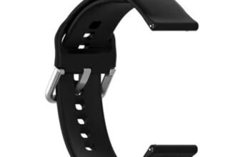 amazon basics Silicone 1.9cm Replacement Band Strap with Metal Buckle For Noise Colorfit Pro 2- Black