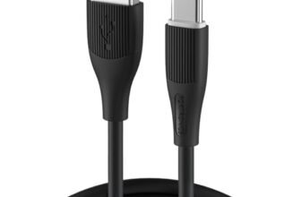 Portronics Silklink 3A USB A to Type C Fast Charging & Data Sync cable for Type C Smartphone, Premium Silicon cable, 1M (Black)