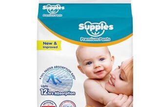 Amazon Brand – Supples Premium Baby Diaper Pants | 72 Baby Diapers | Medium | 7-12 Kg | 12 Hrs Absorption | Cushiony Cotton Soft Fabric | Phthalates-Free | Triple Leak Guard