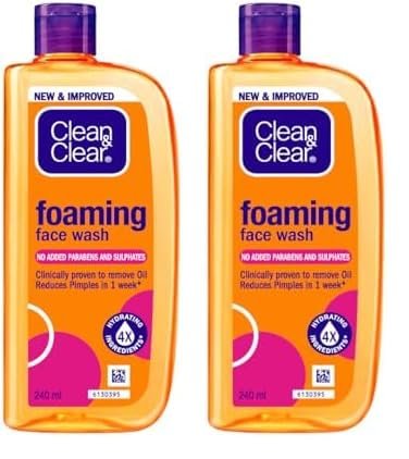 Clean & Clear Foaming Facewash for Oily Skin, Brown, 240ml (Pack of 2)