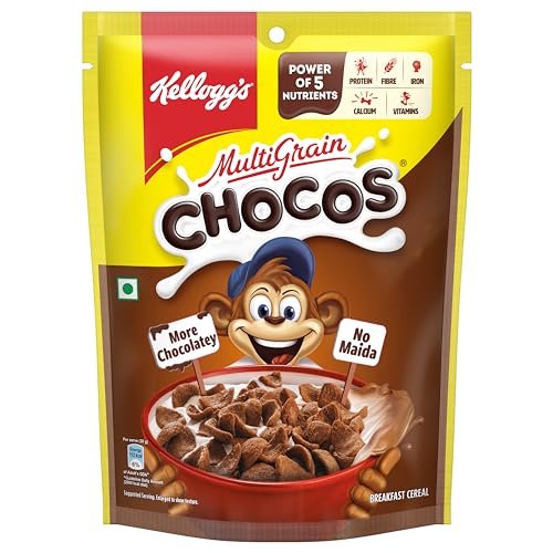 Kellogg’s Multigrain Chocos, 250G | Multigrain Energy, More Chocolatey | No-Maida | Power of 5 Nutrients Protein, Fibre, Iron, Calcium, Vitamins | Kids Breakfast Cereal