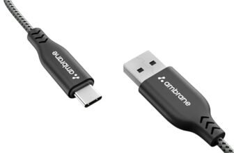 Ambrane Type C Cable 3A Fast Charging 1M Braided Cable for Iphone Smartphones, Tablets, Laptops & other Type C devices, 480Mbps Data Sync, Quick Charge 3.0 (RCT 10, Black)