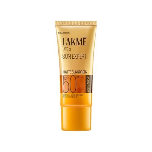 Lakme SPF 50 PA++++ Sunscreen Lotion for Bright Skin | In Vivo Tested | UVA UVB Blue Light Protection | Waterlight| No White Cast | Niacinamide| For All Skin Types | 100 ml