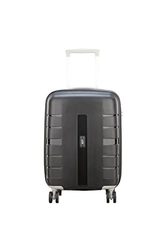 VIP Voyager Pro Ultra Strong Polypropylene Hard Sided Cabin Luggage Spinner Dual Wheels with Ergonomic Grip Handle (Cabin, 55cm, Black)