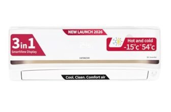 Hitachi 1.5 Ton 3 Star Inverter Split AC (Copper, Hot & Cold, Smart View Display, 4 Way Swing, ice Clean Cooling,RAS.G318PHDIST, New BEE Rated, White)