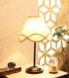 tu casa Decorative Table Lamp for Bedroom & Living Room | Black Metal Base with Off-White Cotton Fabric Shade | Bedside Night Lamp for Home Décor & Gifting