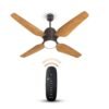 Havells 1200mm Momenta Underlight BLDC+ Ceiling Fan | Remote Controlled, Smart Fan, IoT Enabled, Alexa & Google Home Compatible | Upto 60% Energy Saving, 2 Year Warranty | (Smoke Brown Pine Wood)