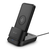 Spigen Power Bank 10000mAh Fast Charging, 5 in 1 Wireless Power Bank, Wireless AirPods Charger, TWS Charger, Lithium Polymer, Cradle USB-C Type, (Uto C Cable Included) – Black