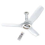 Bajaj Arioso Luxe 1200MM (48″) BLDC Ceiling Fans For Home | BEE 5 Stars Rated Energy Efficient | Aerodynamically Designed Blades | Adjustable Canopy | RF Remote | 2-Yr Warranty 【White & Nickel】