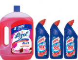 Lizol Disinfectant Surface Cleaner Floral 2L and Harpic Power Plus (1L x3) Original Liquid Toilet Cleaner(4 x 1.25 L)